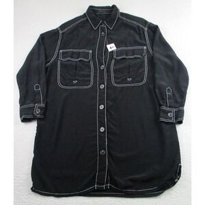 AllSaints Dress Womens 4‎ Black Meta Shirt Dress Contrast Stitch Pockets EcoVero